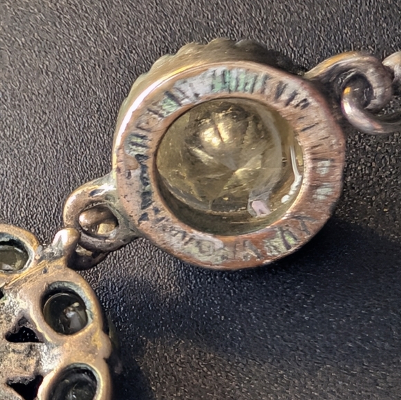 Artisan Green Glass Drop Earrings Oxidized Silver Boho Luxe 2 Inches - Picture 7 of 10